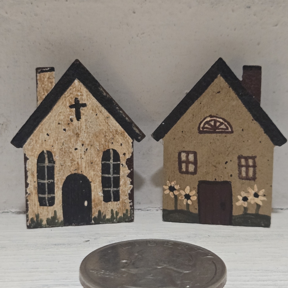 Homemade Brooch Set Of Primitive Handpainted Shirt Pins/Hat Pins